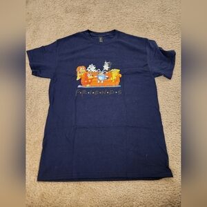 Womens Navy Blue Bluey Short Sleeved T Shirt Friends Size M Crew Gildan #E131